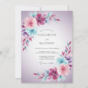 Lavendel Brillante Romantische Hochzeit Einladung