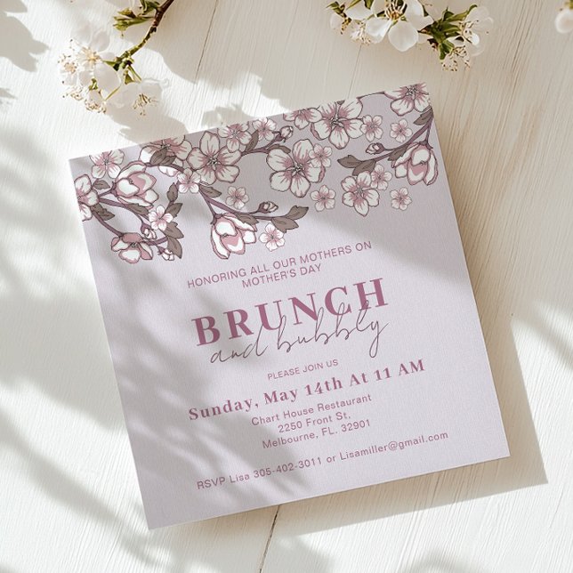 Lavendel-Brunch-Einladung zur Blumenmutter Mitteilungskarte (Brunch & Bubbly Invite)