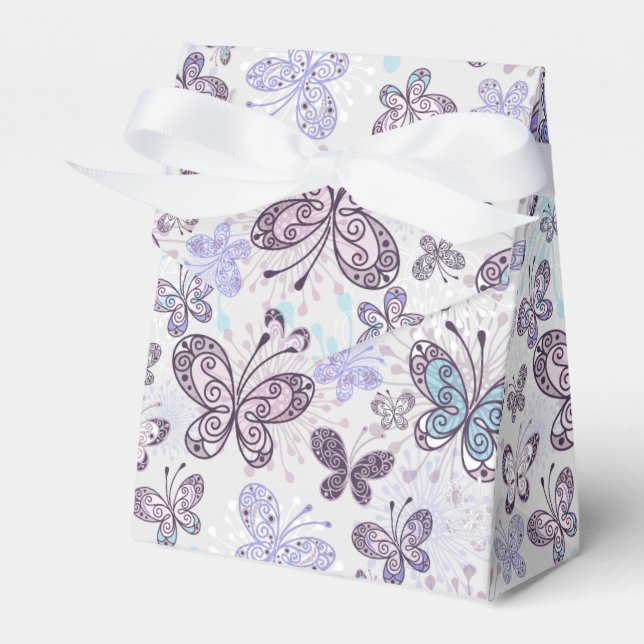 Lavendel Butterfets Zelt mit Ribbon Gefälligkeitsb Geschenkschachtel (Vorderseite)
