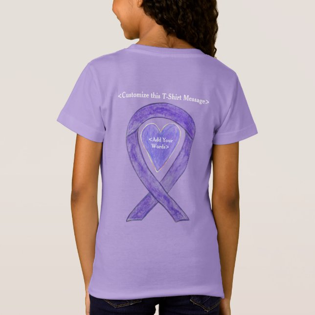 Lavendel Cancer Awareness Ribbon Heart Art Shirt (Rückseite)