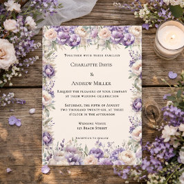Lavendel Champagner Creme Blumenhochzeit Einladung