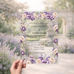 Lavendel Champagner Creme florale Luxus-Hochzeit Acryleinladungen