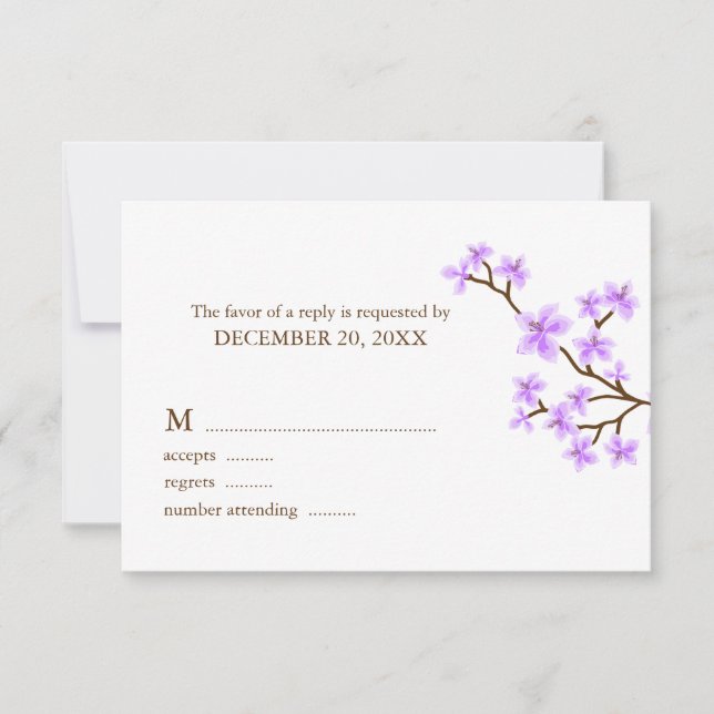 Lavendel Cherry blüht Hochzeitskarten RSVP Karte (Vorderseite)