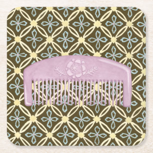 Lavendel-Comb auf Schokoladengrund Rechteckiger Pappuntersetzer