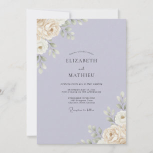 Lavendel-Creme-Blatt-Hochzeit Einladung