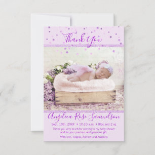 Lavendel-danken lila Baby-Dusche Ihnen   FOTO Dankeskarte