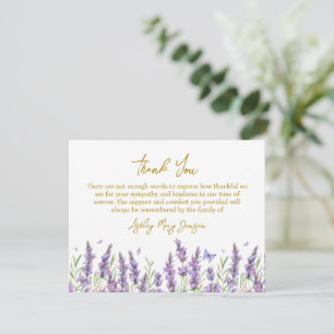 Lavendel-Danksagungskarte für Beerdigung Trauerfal Dankeskarte
