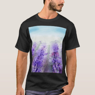 Lavendel der Provence: Wasserfarbenes Feld im Vint T-Shirt