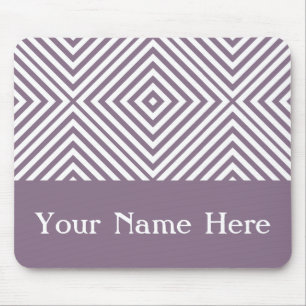 Lavendel-Diamant-Chevron mit individuellem Namen Mousepad