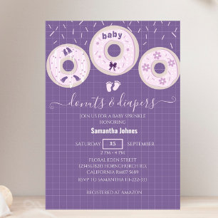 Lavendel Donuts und Windeln Sprinkle Baby Dusche Einladung