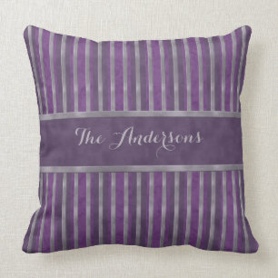 Lavendel-dunkle Stahlpflaume Striped Kissen