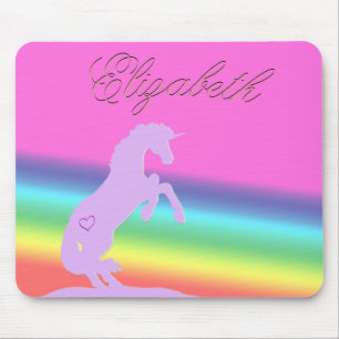 Lavendel Einhorn-Silhouette (Regenbogen/anpassen) Mousepad