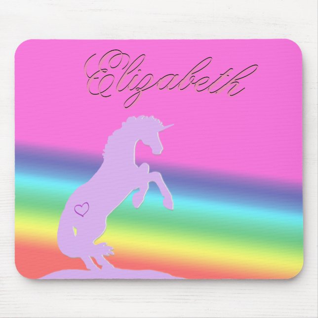 Lavendel Einhorn-Silhouette (Regenbogen/anpassen) Mousepad (Vorne)