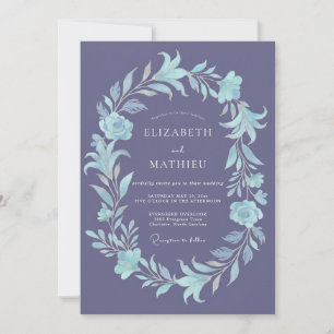 Lavendel-Eisige Florale Hochzeit Einladung