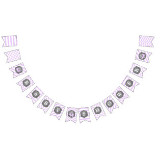 Lavendel-Elefant-Mädchen-Babyparty Wimpelkette