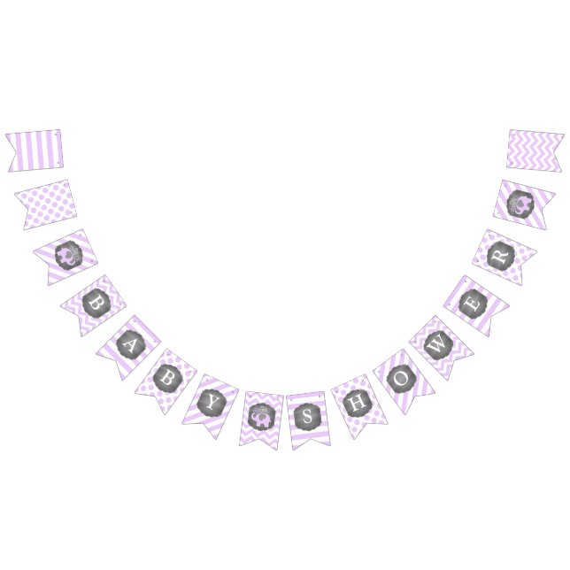 Lavendel-Elefant-Mädchen-Babyparty Wimpelkette (Alle)