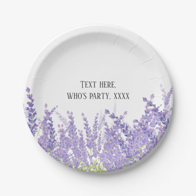 Lavendel, elegant, modern, trendig, floral , lila pappteller (Vorderseite)