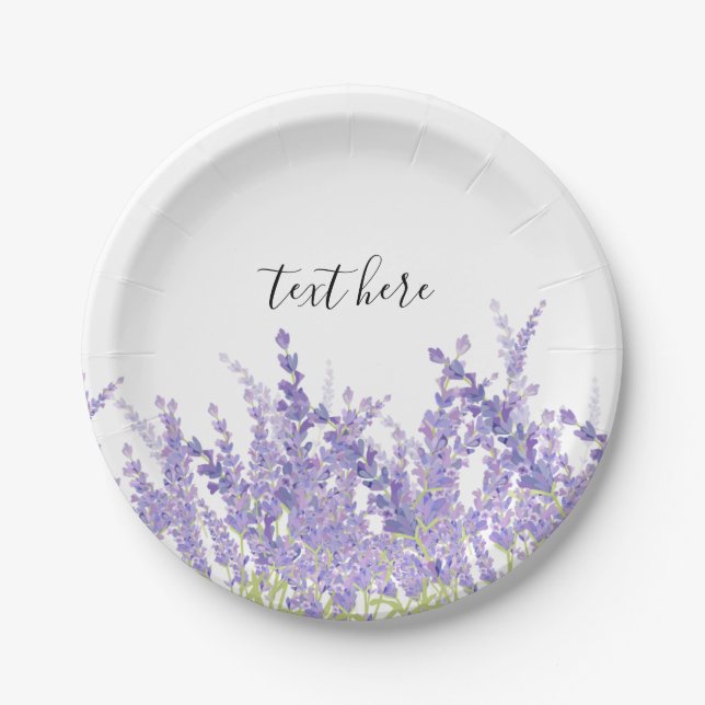 Lavendel, elegant, modern, trendig, floral , lila pappteller (Vorderseite)