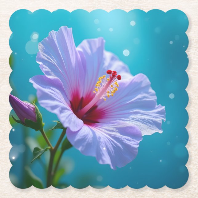 Lavendel Elegante: Hibiskus im Blut Untersetzer (Vorderseite)