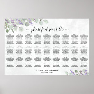 Lavendel-Eukalyptus 27 Tisch-Hochzeits-Sitzplan Poster