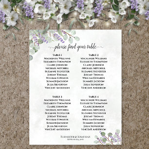 Lavendel Eukalyptus 4 Tabelle Hochzeitstabelle Poster