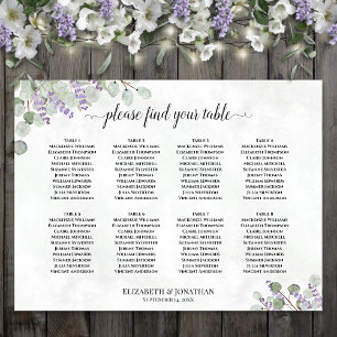 Lavendel-Eukalyptus-8-Tische-Hochzeitssitzplan Poster