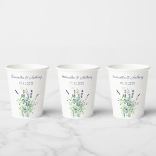 Lavendel Eukalyptus Aquarell Kräuter Hochzeit Pappbecher
