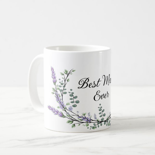 Lavendel Eukalyptus beste Mutter ever Kaffeetasse (Vorderseite Links)
