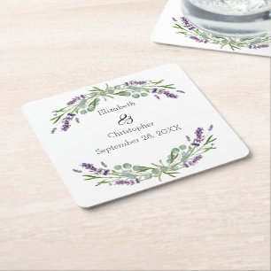 Lavendel-Eukalyptus-Blumen-Botanische-Hochzeit  Rechteckiger Pappuntersetzer