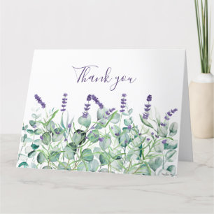 Lavendel-Eukalyptus-Blumen Hochzeit Danke