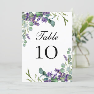 Lavendel-Eukalyptus-Hochzeitstisch-Nummernkarte