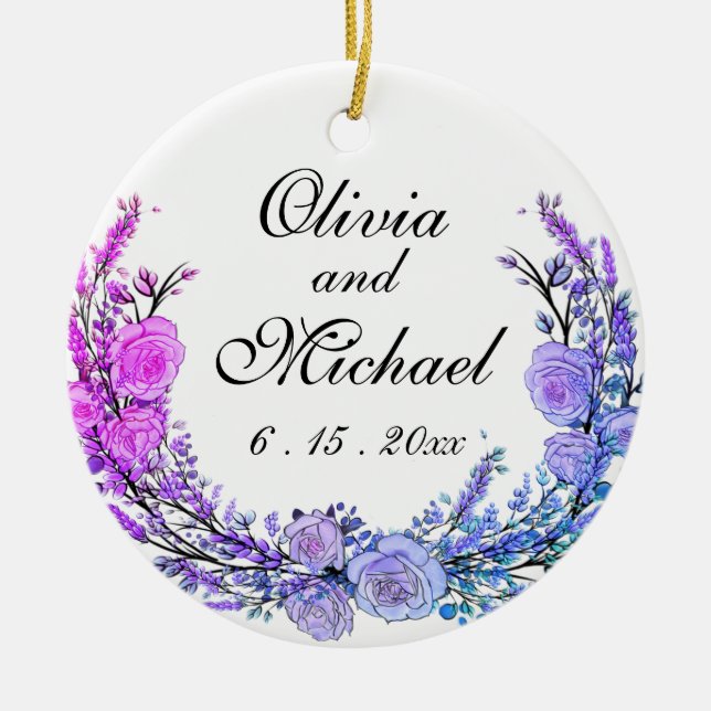 Lavendel, Eukalyptus, rosa lila aquamarine Rose Keramik Ornament (Vorne)
