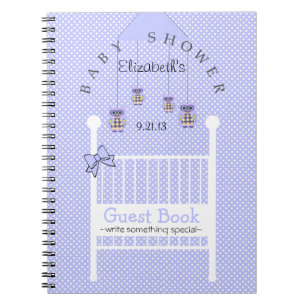 Lavendel-Eulen-Babyparty-Gast-Buch Notizblock