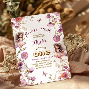 Lavendel-Fee Wildblume Pixie 1. Geburtstag Einladung