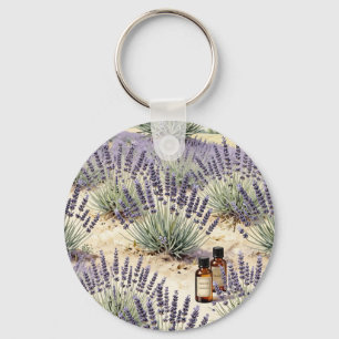 Lavendel-Feld-Ätheröl-Wasserfarbenmuster Schlüsselanhänger