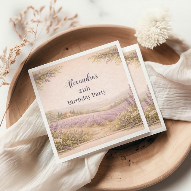 Lavendel-Feld-Garten-Geburtstag Serviette (Von Creator hochgeladen)