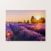 Lavendel-Feld Sonnenuntergang Puzzle für Erwachsen