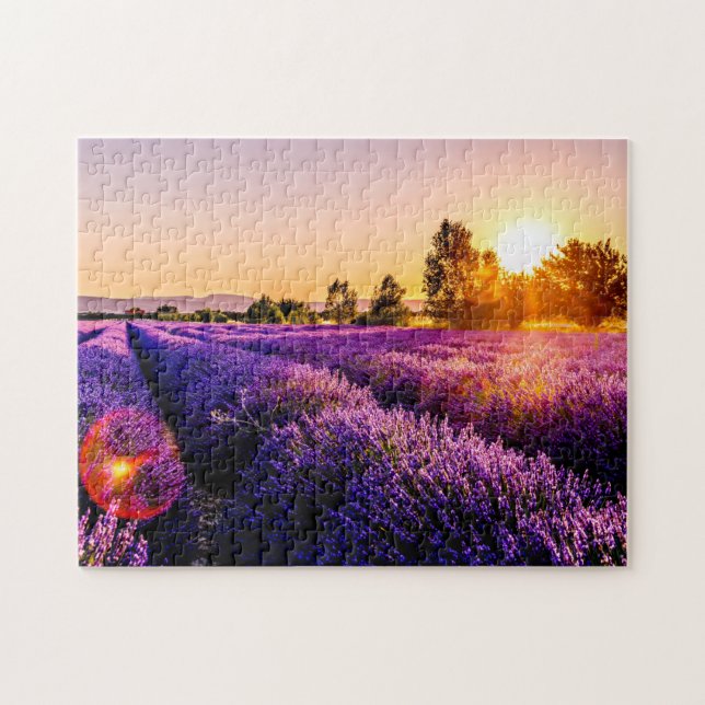 Lavendel-Feld Sonnenuntergang Puzzle für Erwachsen (Horizontal)