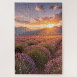 Lavendel-Feld-Sonnenuntergangs-Puzzle