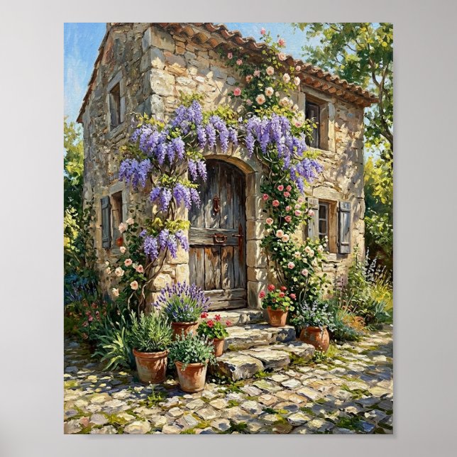 Lavendel Feld Stein Scheune II Provence Poster (Vorne)