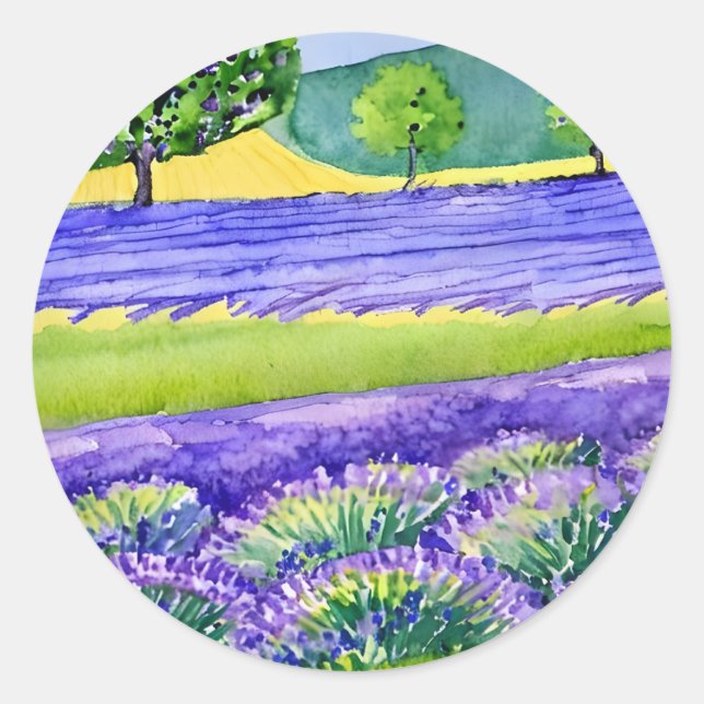 Lavendel-Felder Frankreich Runder Aufkleber (Vorderseite)