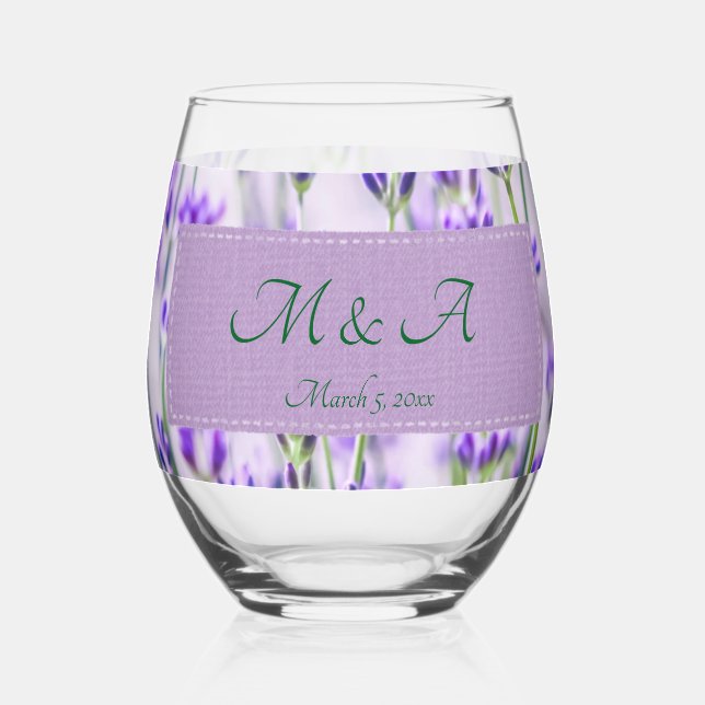 Lavendel-Felder Hochzeitglas Weinglas Ohne Stiel (Vorderseite)