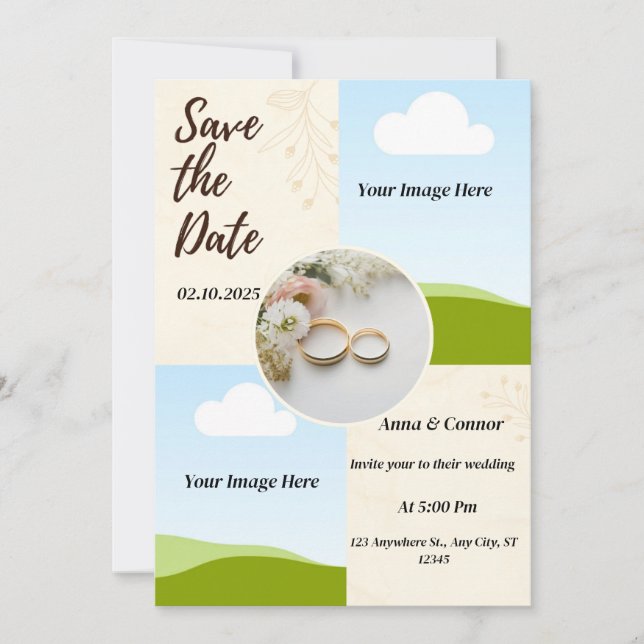 Lavendel Felder Hochzeitkarte personalisiert Einladung (Vorderseite)