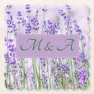 Lavendel Fields Hochzeitskallopf Papier Untersetze Untersetzer