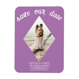 Lavendel Flieder Diamant Foto Hochzeit Erinnerung  Magnet