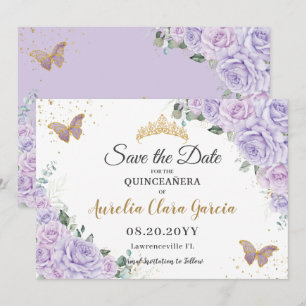 Lavendel Flieder Floral Quinceañera 15 Termin merk Save The Date