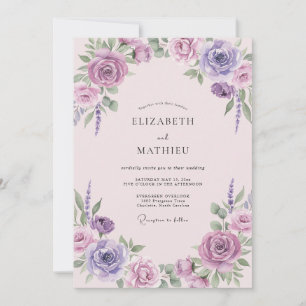 Lavendel Flieder Kranz Hochzeit Einladung