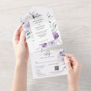 Lavendel Flieder Lila Pfingstrosen Grünzeug Hochze All In One Einladung