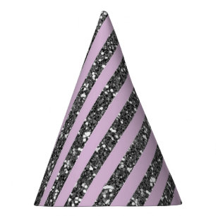 Lavendel Flieder Lila Silber Glitter Streifen Part Partyhütchen