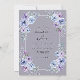 Lavendel Flieder Pfingstrosen-Hochzeit Einladung